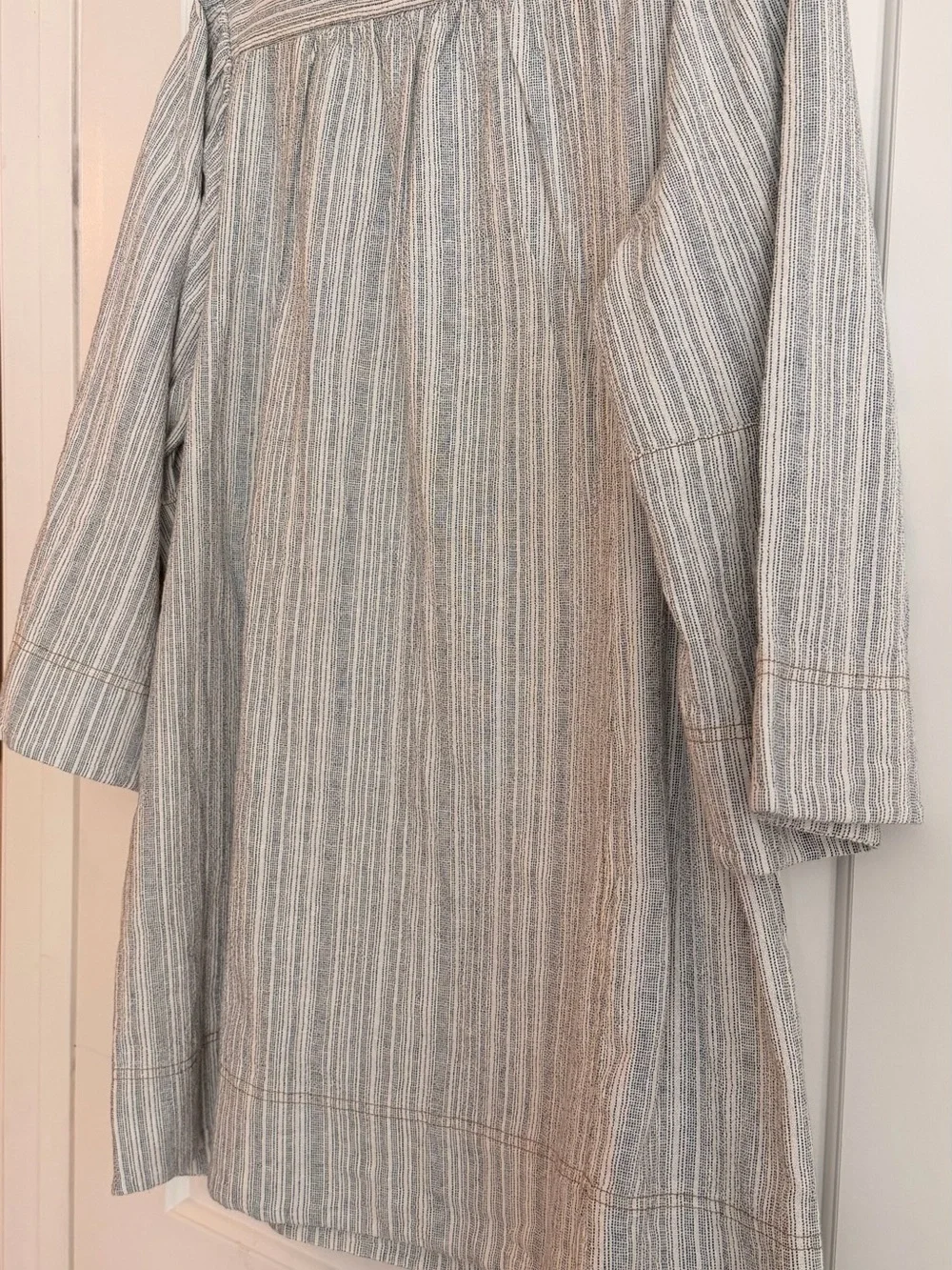 Free People Linen Blend Striped Tunic Dress Blue White Size M NWT